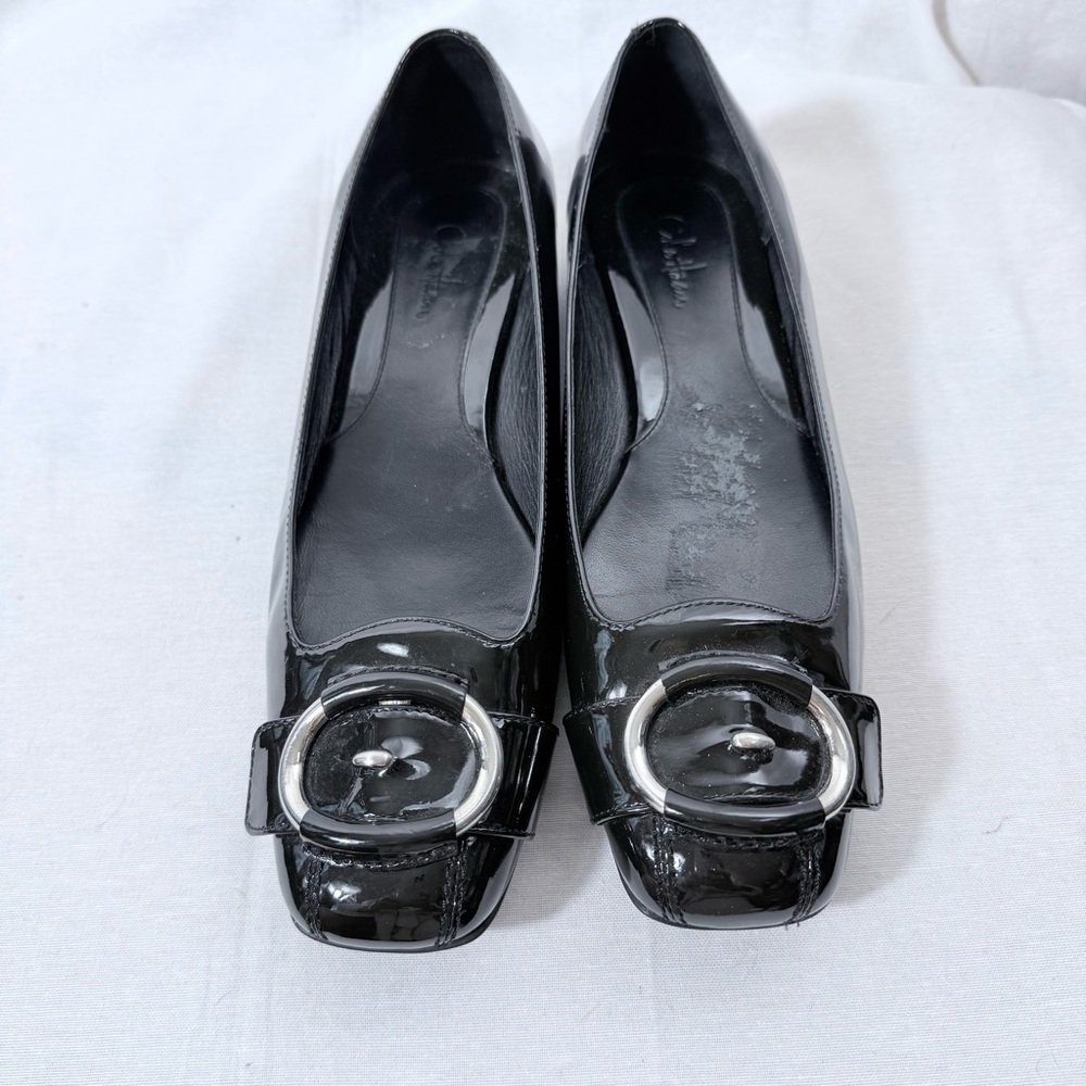Cole Haan Black Patent X Nike Air Flats With Buckle Detail‎ At Toe Size 8.5